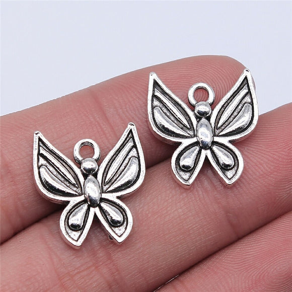 WYSIWYG 10pcs 18x19mm Butterfly Pendant Charms Antique Silver Color For Jewelry Making Zinc Alloy Jewelry Findings