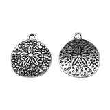 WYSIWYG 10pcs 18x20mm Sand Dollar Pendant Charms Antique Silver Color For Jewelry Making Zinc Alloy Jewelry Findings