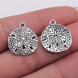 WYSIWYG 10pcs 18x20mm Sand Dollar Pendant Charms Antique Silver Color For Jewelry Making Zinc Alloy Jewelry Findings