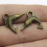 WYSIWYG 10pcs 18x20mm Swordfish Charms For Jewelry Making DIY Jewelry Findings Antique Silver Color Antique Bronze Color