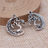 WYSIWYG 10pcs 18x22mm Antique Silver Color Half Moon Tree Charms Pendant For DIY Jewelry Making Handmade Jewelry Craft Findings