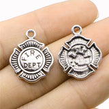 WYSIWYG 10pcs 18x22mm Fire Department Fire Dept Charms Antique Silver Color For Jewelry Making Charms Pendant Jewelry Findings
