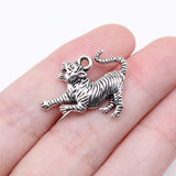 WYSIWYG 10pcs 18x23mm Antique Silver Color Tiger Charms For Jewelry Making