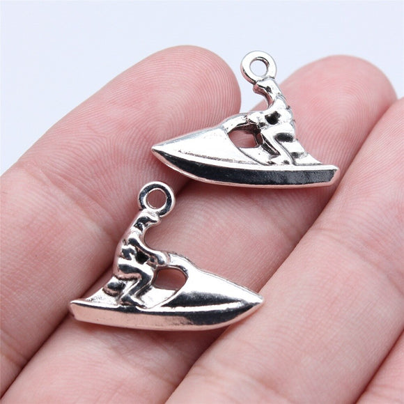 WYSIWYG 10pcs 18x24mm Antique Silver Color Motorboat Charms Pendant For DIY Jewelry Making Handmade Jewelry Craft Findings