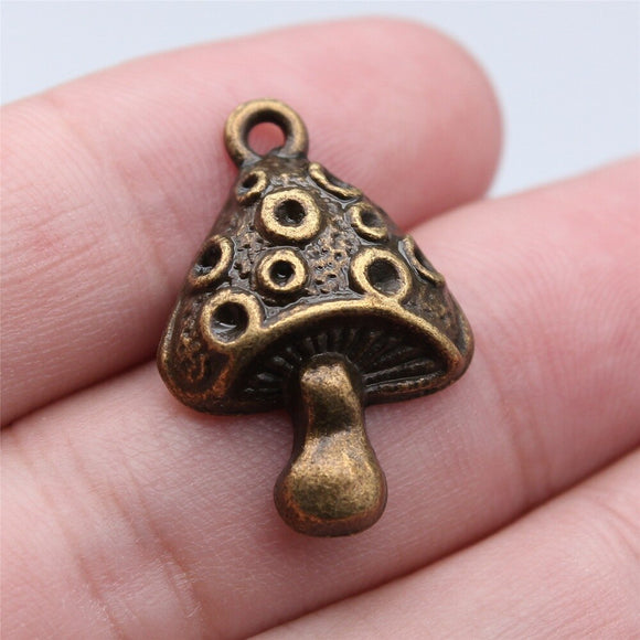 WYSIWYG 10pcs 18x26mm Antique Bronze Color Mushroom Charms Pendant For DIY Jewelry Making Handmade Jewelry Craft Findings