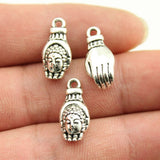 WYSIWYG 10pcs 18x8mm Hand Buddha Head Charms For Jewelry Making DIY Jewelry Findings Antique Silver Color Antique Bronze Color