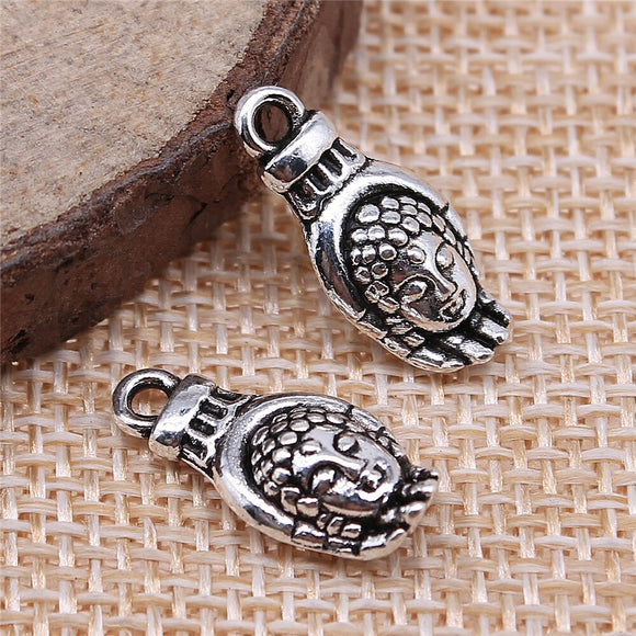 WYSIWYG 10pcs 18x8mm Hand Buddha Head Charms For Jewelry Making DIY Jewelry Findings Antique Silver Color Antique Bronze Color
