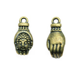 WYSIWYG 10pcs 18x8mm Hand Buddha Head Charms For Jewelry Making DIY Jewelry Findings Antique Silver Color Antique Bronze Color