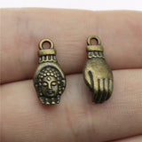 WYSIWYG 10pcs 18x8mm Hand Buddha Head Charms For Jewelry Making DIY Jewelry Findings Antique Silver Color Antique Bronze Color