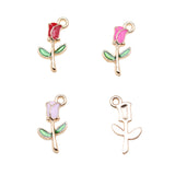 WYSIWYG 10pcs 18x9mm 4 Colors Enamel Rose Charms Pendant For DIY Jewelry Making Handmade Jewelry Craft Findings