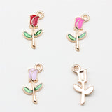 WYSIWYG 10pcs 18x9mm 4 Colors Enamel Rose Charms Pendant For DIY Jewelry Making Handmade Jewelry Craft Findings