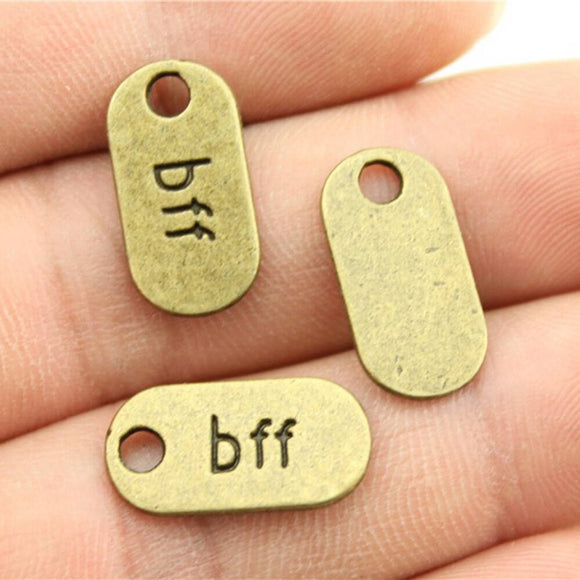 WYSIWYG 10pcs 18x9mm Best Friends Forever Bff Charms For Jewelry Making Vintage Antique Bronze Color Jewelry Findings