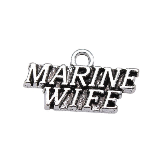 WYSIWYG 10pcs 19x11mm Marine Wife Charm Pendants For Jewelry Making Antique Silver Color Marine Wife Pendants Charm Marine Wife