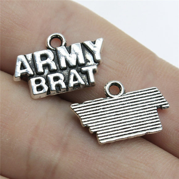 WYSIWYG 10pcs 19x12mm Army Brat Charms DIY Jewelry Findings Antique Silver Color Antique Bronze Color For Jewelry Making