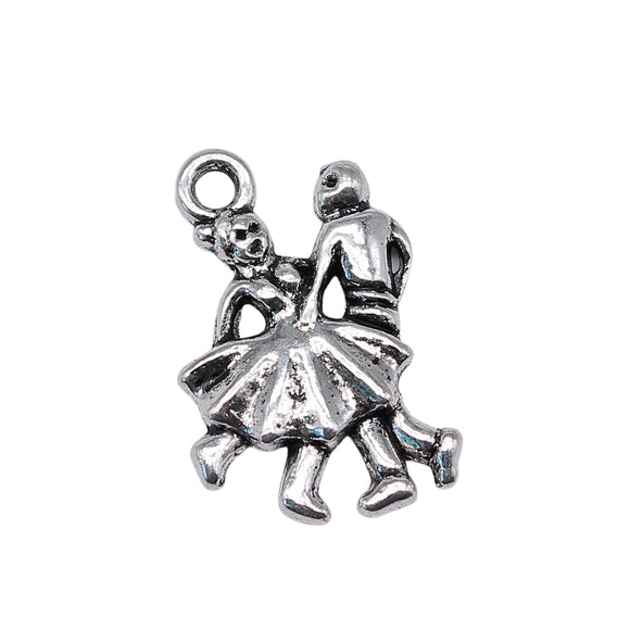 WYSIWYG 10pcs 19x12mm Ballroom Dancing Charms Antique Silver Color Pendant Charms Jewelry Findings For Jewelry Making