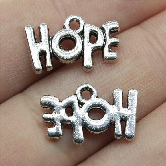WYSIWYG 10pcs 19x12mm Hope Charms Antique Silver Color Charms For Jewelry Making Jewelry Findings
