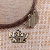 WYSIWYG 10pcs 19x13mm Navy Wife Charms DIY Jewelry Findings Antique Silver Color Antique Bronze Color For Jewelry Making