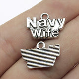 WYSIWYG 10pcs 19x13mm Navy Wife Charms DIY Jewelry Findings Antique Silver Color Antique Bronze Color For Jewelry Making