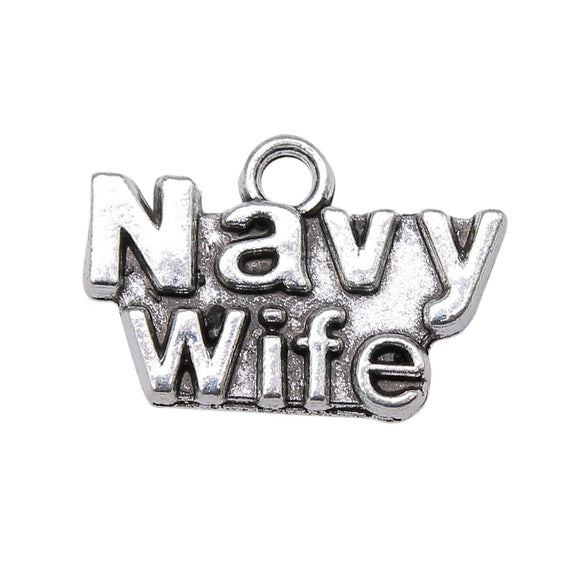 WYSIWYG 10pcs 19x13mm Navy Wife Charms DIY Jewelry Findings Antique Silver Color Antique Bronze Color For Jewelry Making