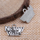 WYSIWYG 10pcs 19x13mm Navy Wife Charms DIY Jewelry Findings Antique Silver Color Antique Bronze Color For Jewelry Making