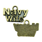 WYSIWYG 10pcs 19x13mm Navy Wife Charms DIY Jewelry Findings Antique Silver Color Antique Bronze Color For Jewelry Making