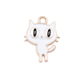 WYSIWYG 10pcs 19x14mm 2 Colors Enamel Cartoon Cat Charms Pendant For DIY Jewelry Making Handmade Jewelry Craft Findings