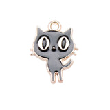 WYSIWYG 10pcs 19x14mm 2 Colors Enamel Cartoon Cat Charms Pendant For DIY Jewelry Making Handmade Jewelry Craft Findings
