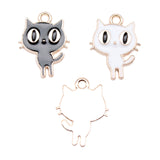 WYSIWYG 10pcs 19x14mm 2 Colors Enamel Cartoon Cat Charms Pendant For DIY Jewelry Making Handmade Jewelry Craft Findings