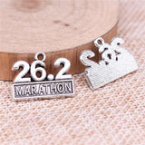 WYSIWYG 10pcs 19x14mm Charms 26.2 Marathon Charms For Jewelry Making DIY Jewelry Findings Antique Silver Color Alloy Charms