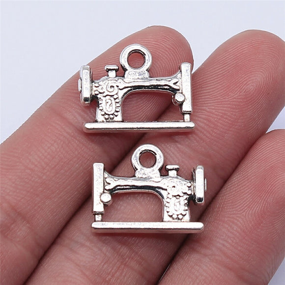 WYSIWYG 10pcs 19x15mm Antique Silver Color Sewing Machine Charms Pendant For Jewelry Making DIY Jewelry Findings EF3916