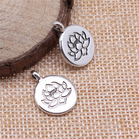 WYSIWYG 10pcs 19x15mm Buddhist Pendants Charm Lotus Flower Zen Buddha Charms For Jewelry Making Bracelet Accessories