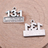 WYSIWYG 10pcs 19x15mm Charms 13.1 Marathon Charms For Jewelry Making DIY Jewelry Findings Antique Silver Color Alloy Charms
