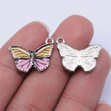 WYSIWYG 10pcs 19x15mm Rhodium Color Enamel Butterfly Charms For Jewelry Making DIY Jewelry Findings