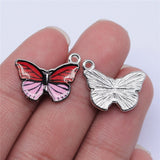 WYSIWYG 10pcs 19x15mm Rhodium Color Enamel Butterfly Charms For Jewelry Making DIY Jewelry Findings