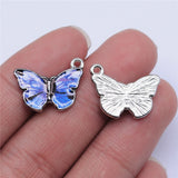 WYSIWYG 10pcs 19x15mm Rhodium Color Enamel Butterfly Charms For Jewelry Making DIY Jewelry Findings