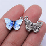 WYSIWYG 10pcs 19x15mm Rhodium Color Enamel Butterfly Charms For Jewelry Making DIY Jewelry Findings