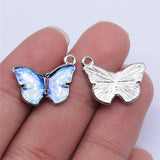 WYSIWYG 10pcs 19x15mm Rhodium Color Enamel Butterfly Charms For Jewelry Making DIY Jewelry Findings