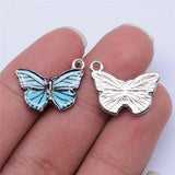 WYSIWYG 10pcs 19x15mm Rhodium Color Enamel Butterfly Charms For Jewelry Making DIY Jewelry Findings