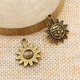 WYSIWYG 10pcs 19x15mm Sun Charms Pendants For Jewelry Making 2 Colors Antique Silver Plated Antique Bronze Plated