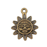 WYSIWYG 10pcs 19x15mm Sun Charms Pendants For Jewelry Making 2 Colors Antique Silver Plated Antique Bronze Plated
