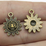 WYSIWYG 10pcs 19x15mm Sun Charms Pendants For Jewelry Making 2 Colors Antique Silver Plated Antique Bronze Plated