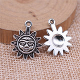 WYSIWYG 10pcs 19x15mm Sun Charms Pendants For Jewelry Making 2 Colors Antique Silver Plated Antique Bronze Plated