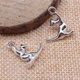 WYSIWYG 10pcs 19x16mm Antique Gold Color Antique Silver Color Cat Charms Cat Pendant Charms For Jewelry Making