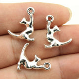 WYSIWYG 10pcs 19x16mm Antique Gold Color Antique Silver Color Cat Charms Cat Pendant Charms For Jewelry Making