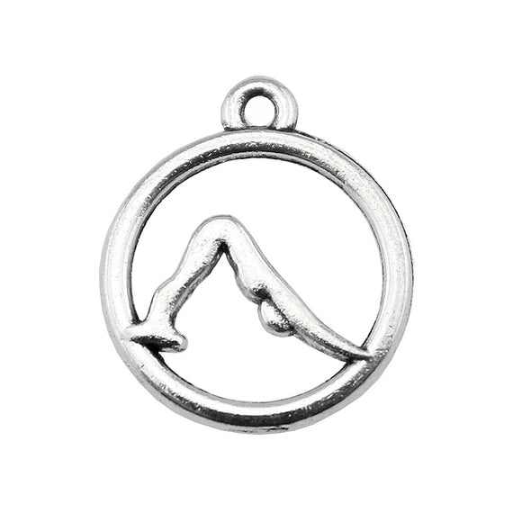 WYSIWYG 10pcs 19x16mm Yoga Charms DIY Jewelry Findings Antique Silver Color Antique Bronze Color For Jewelry Making