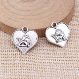 WYSIWYG 10pcs 19x17mm Antique Silver Color Cupid Love Angel Charms For Jewelry Making EF3725