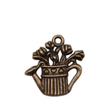 WYSIWYG 10pcs 19x17mm Antique Silver Color Watering Flower Pot Charms Pendant For Jewelry Making DIY Jewelry Findings