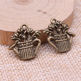 WYSIWYG 10pcs 19x17mm Antique Silver Color Watering Flower Pot Charms Pendant For Jewelry Making DIY Jewelry Findings