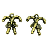 WYSIWYG 10pcs 19x17mm Christmas Crutches Charms Antique Bronze Color Charms For Jewelry Making Jewelry Findings