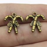 WYSIWYG 10pcs 19x17mm Christmas Crutches Charms Antique Bronze Color Charms For Jewelry Making Jewelry Findings